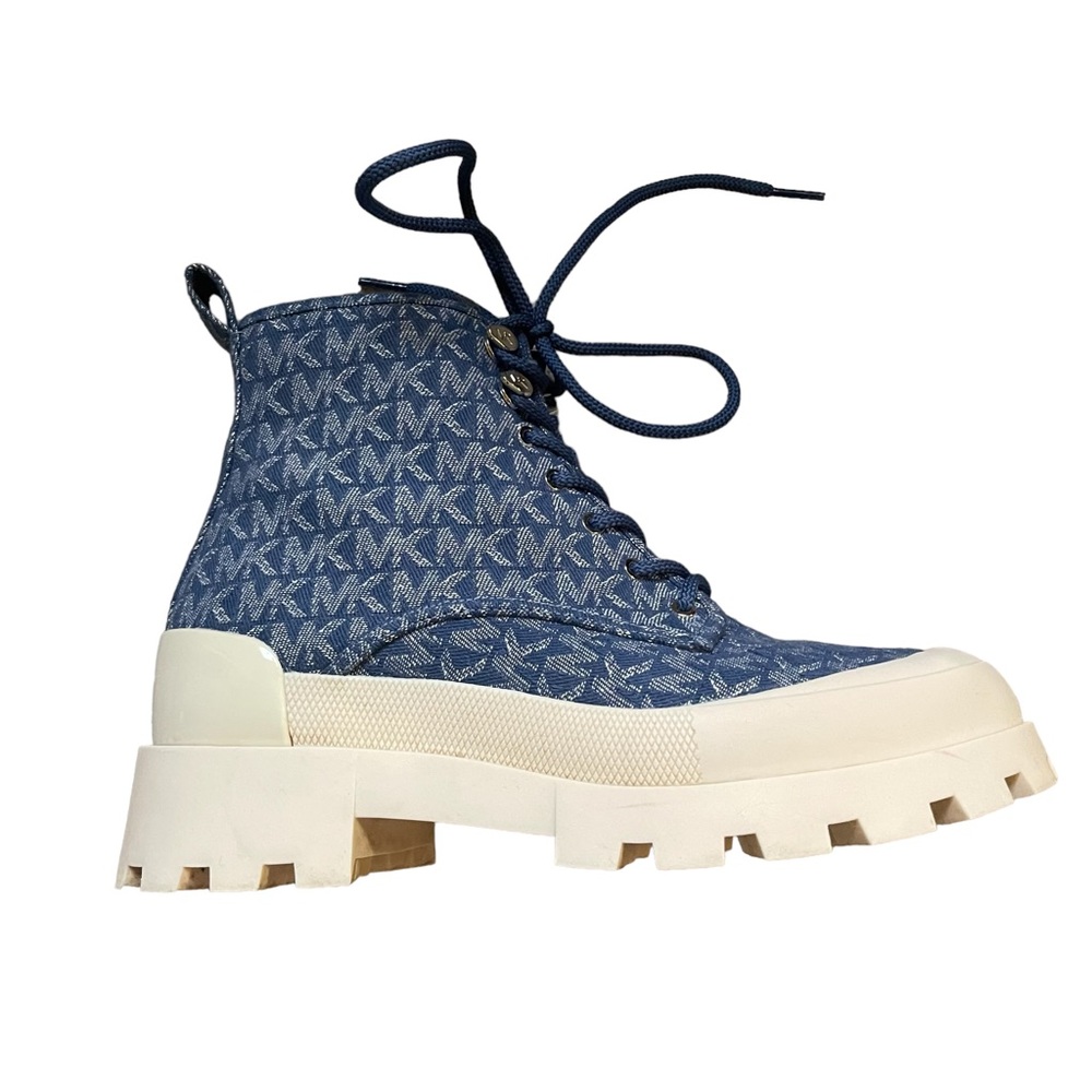Michael Kors Payton Denim Jacquard Combat Boot in great condition.